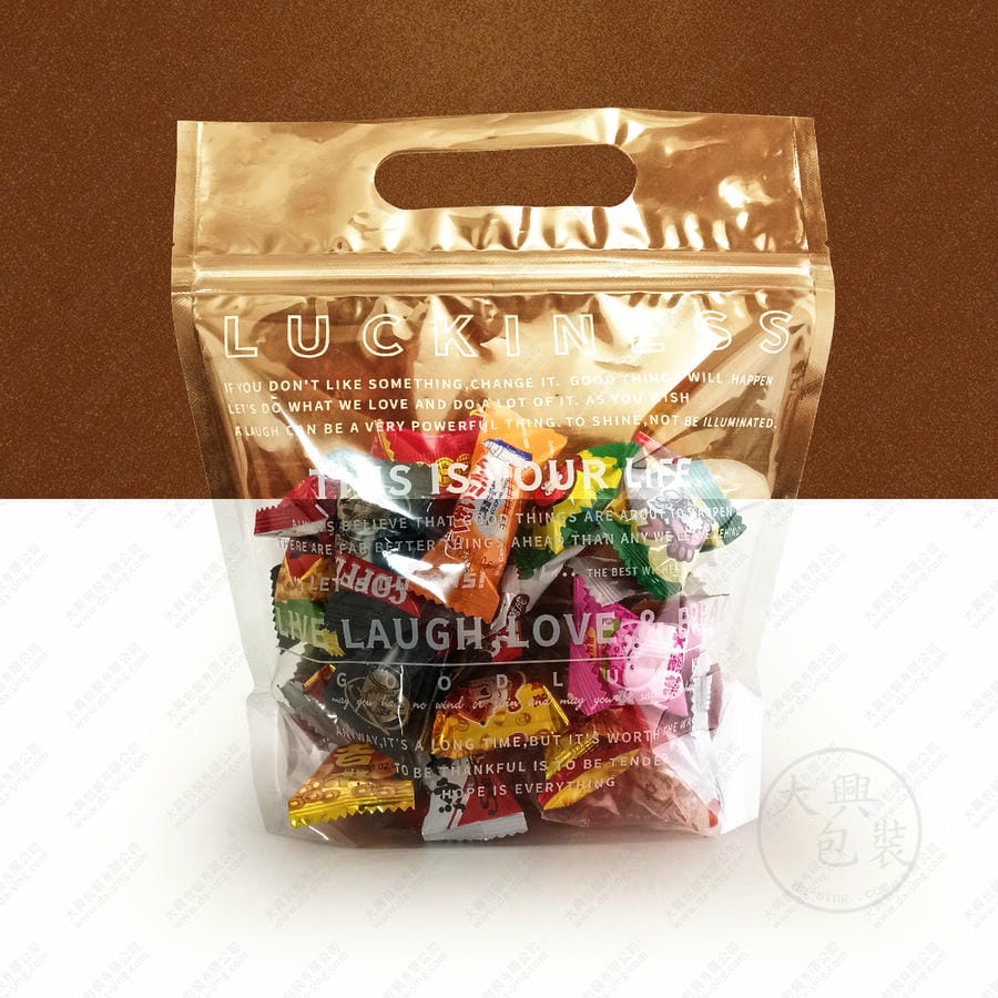 角形底英文白手提夾鏈立袋