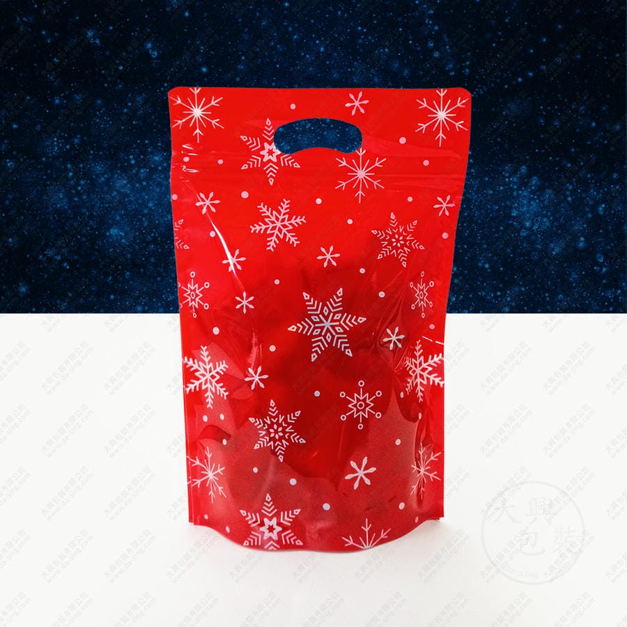 紅色雪花手提夾鏈立袋