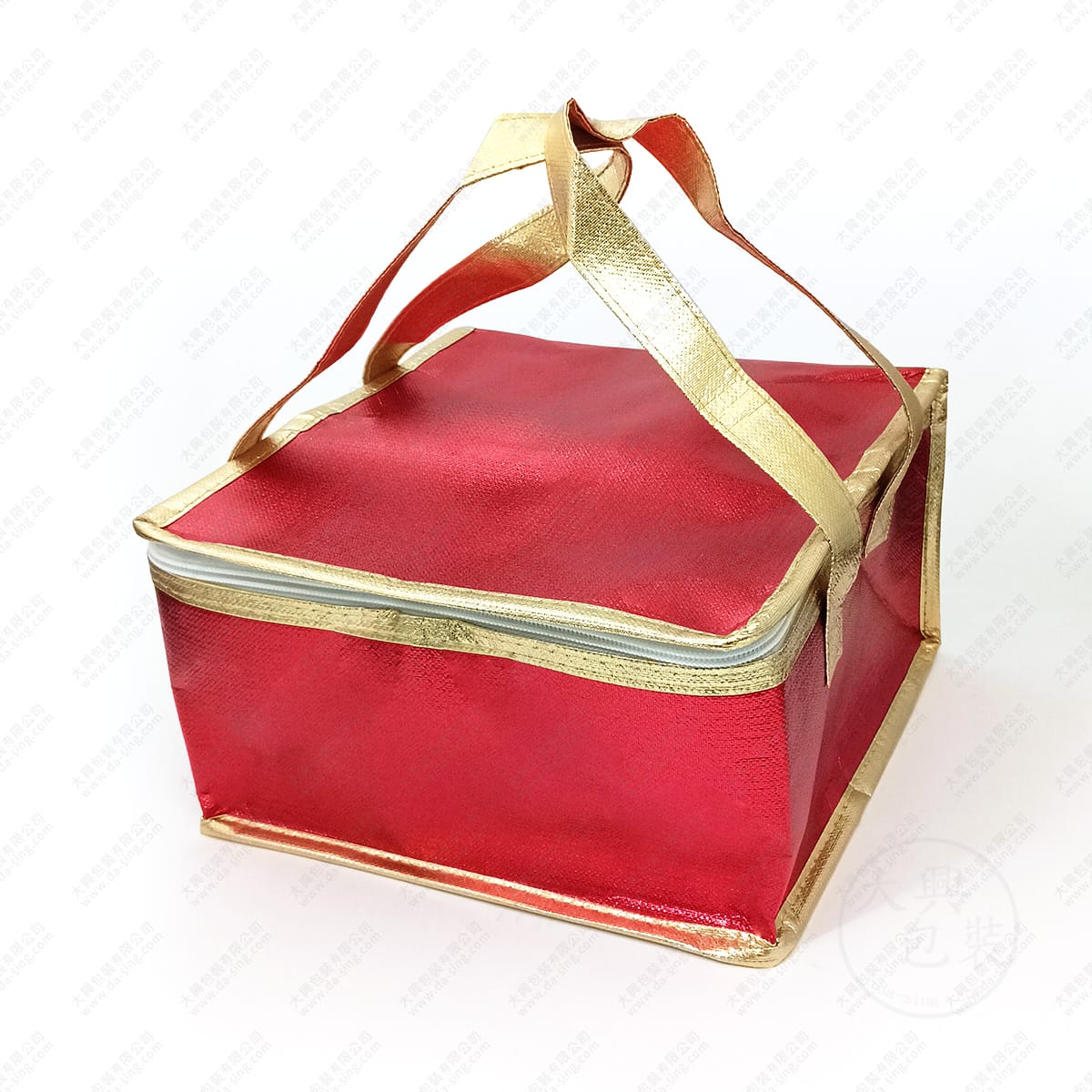 小四角紅色金邊手提保冷袋