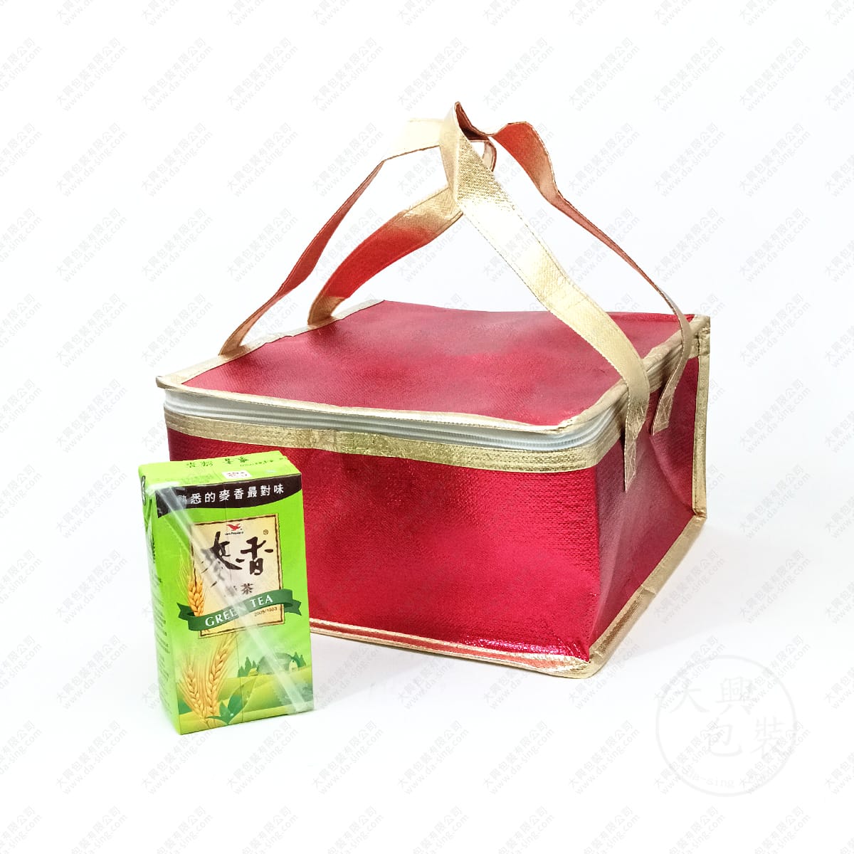 小四角紅色金邊手提保冷袋