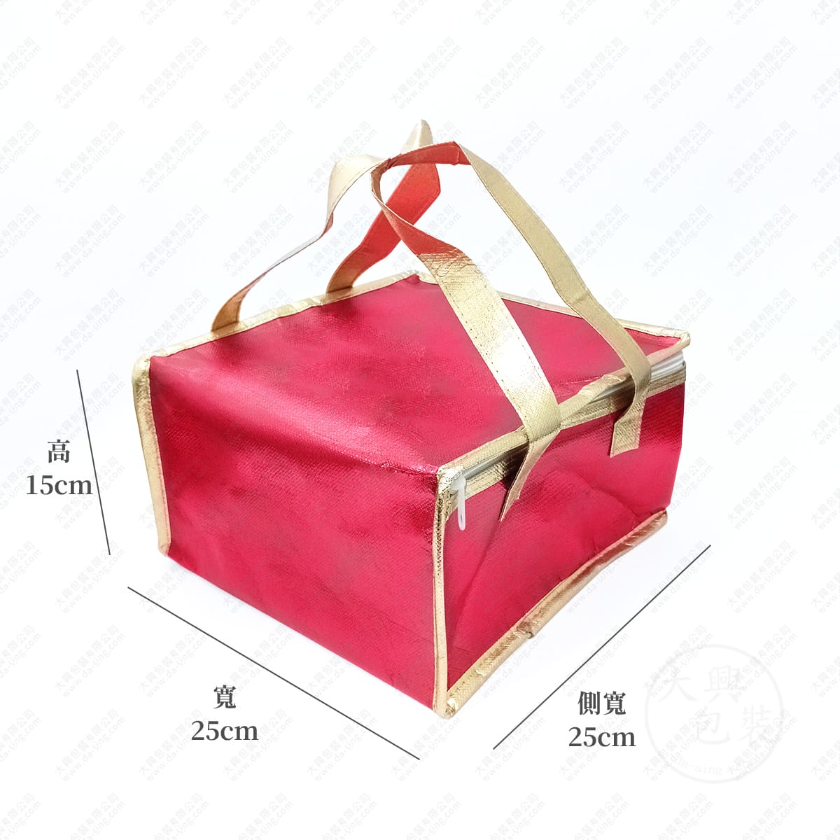 小四角紅色金邊手提保冷袋