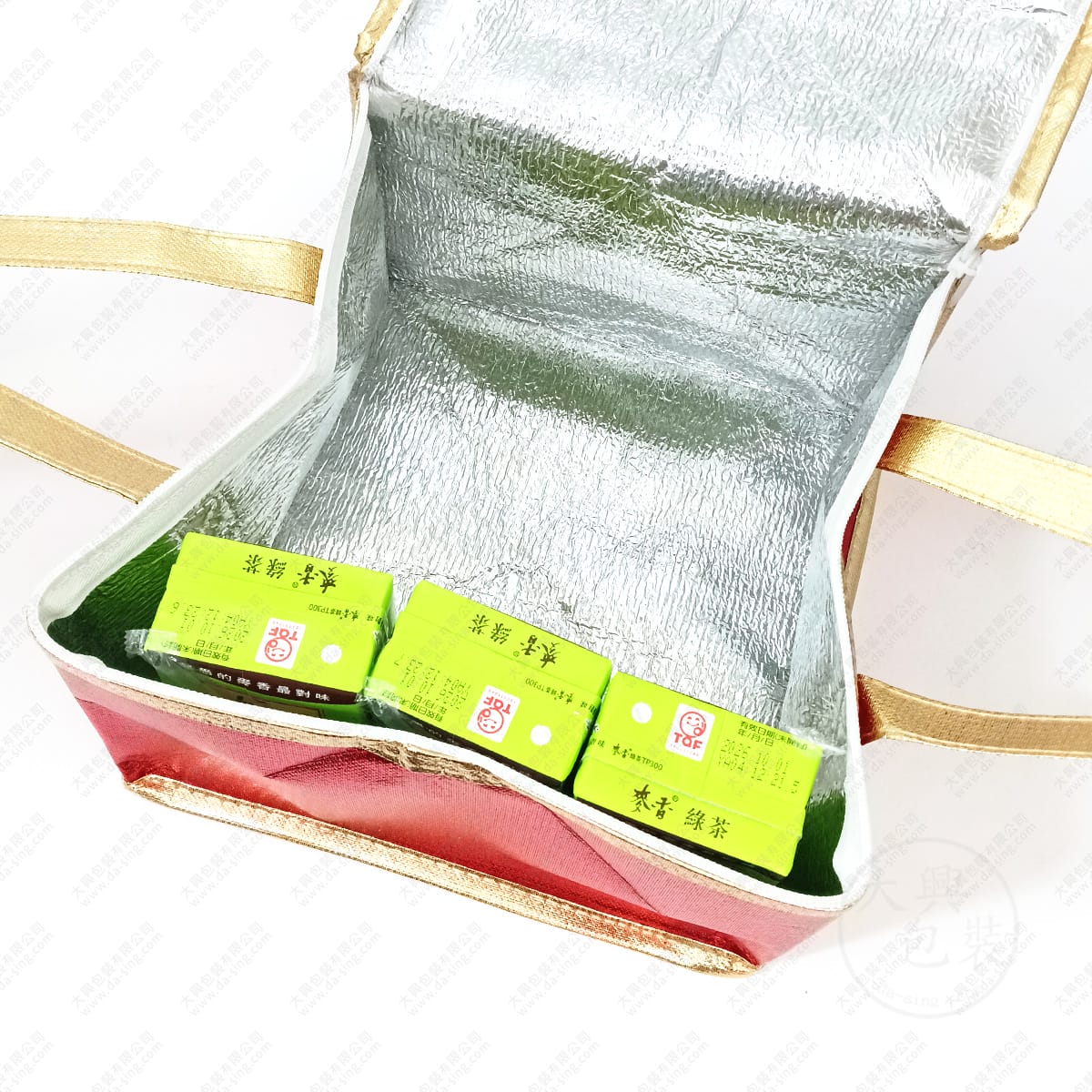 小四角紅色金邊手提保冷袋