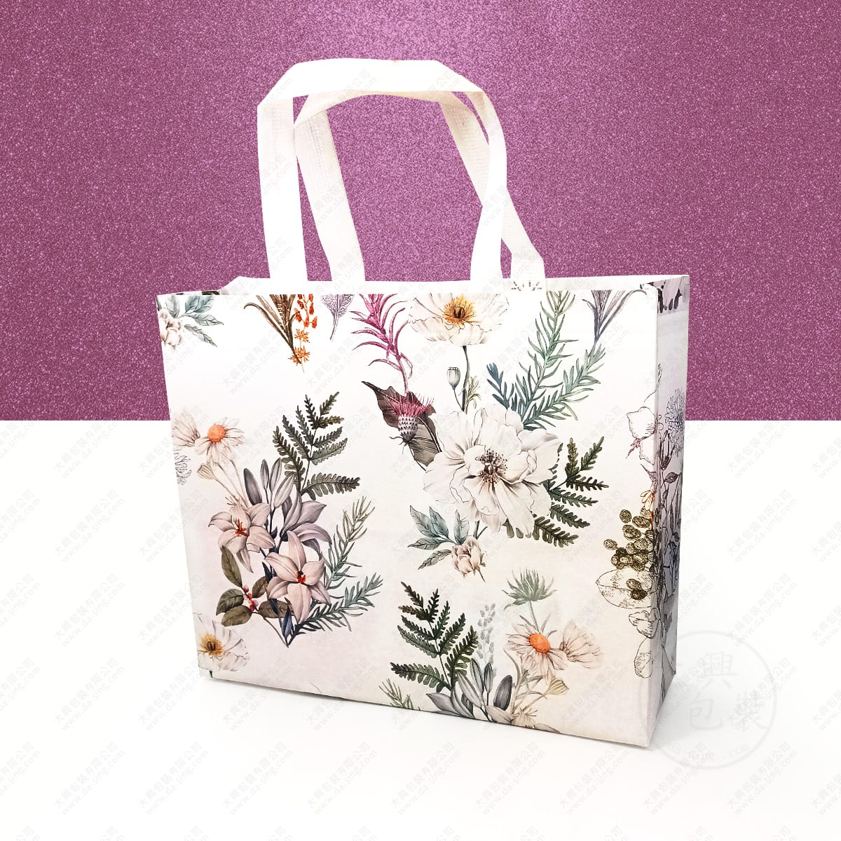 植感花園手提袋(花海不織布手提袋)正面-植物風設計