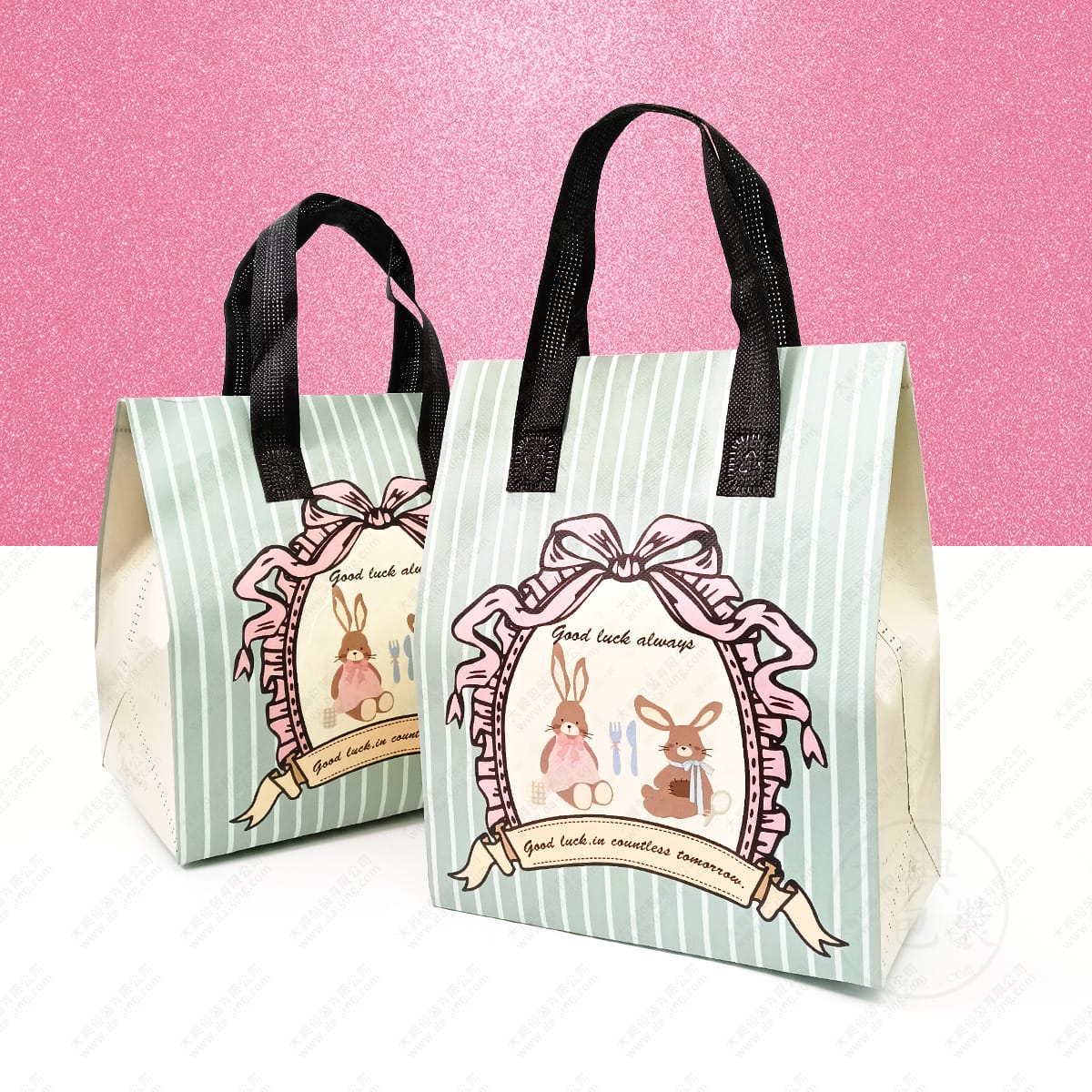 條紋小兔鋁箔保冷袋-正面