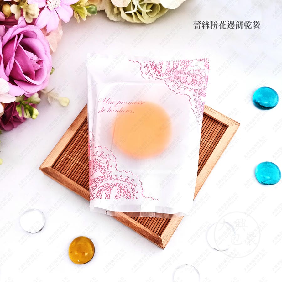 蕾絲粉花邊餅乾袋實品圖